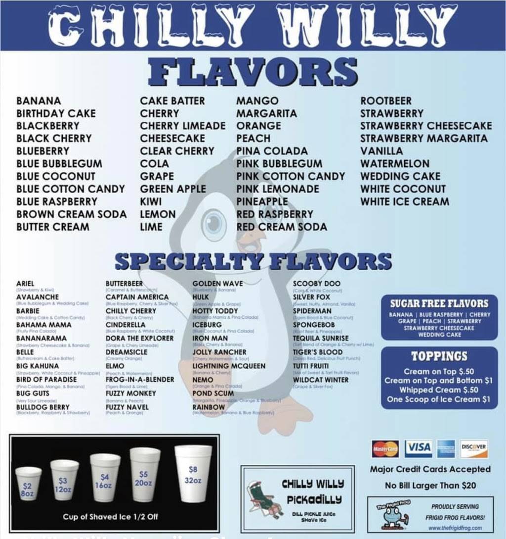 Chilly Willy Hawaiian Shaved Ice | meal takeaway | 86 S Thomas St, Tupelo, MS 38801, USA | 6628917350 OR +1 662-891-7350