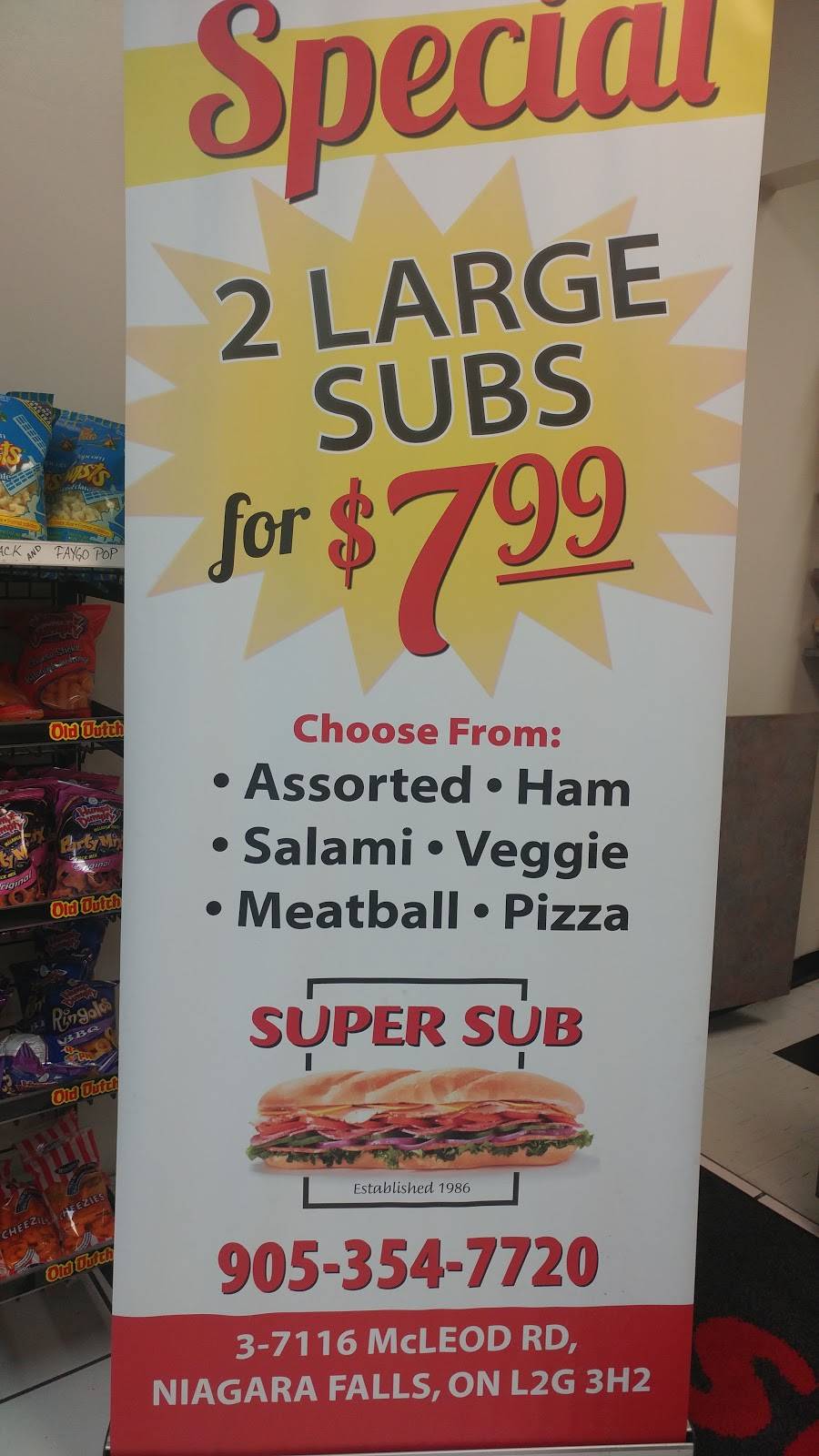 Super Submarine | meal takeaway | 7116 McLeod Rd, Niagara Falls, ON L2G 3H2, Canada | 9053547720 OR +1 905-354-7720