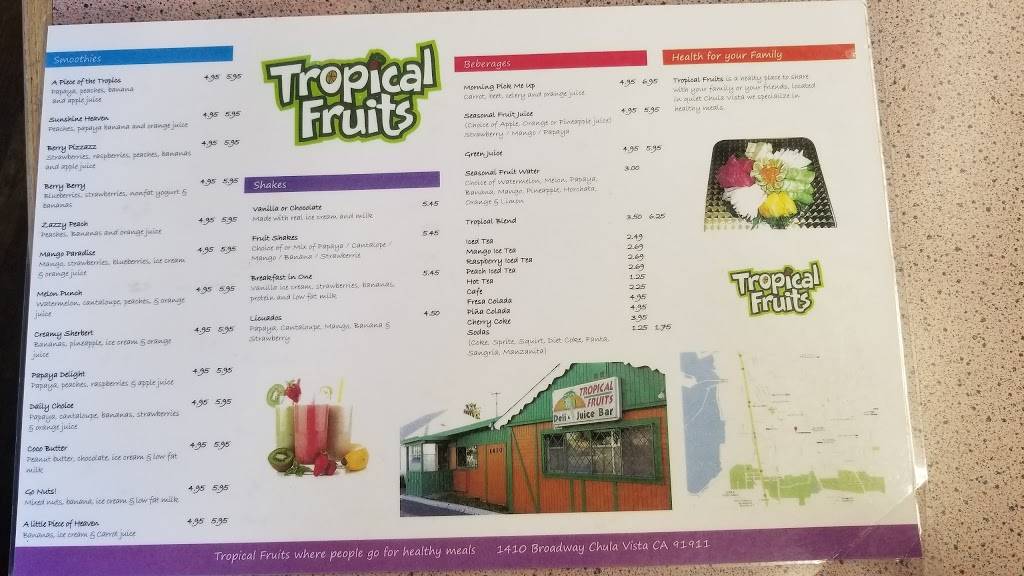 Tropical Fruits | restaurant | 1410 Broadway, Chula Vista, CA 91911, USA | 6194275181 OR +1 619-427-5181