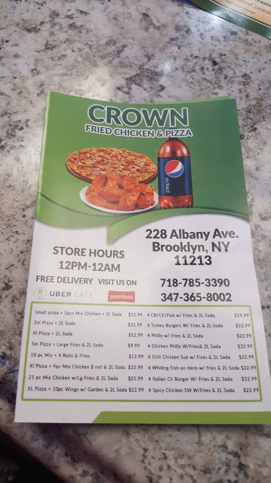 Crown Fried Chicken | meal delivery | 228 Albany Ave, Brooklyn, NY 11213, USA | 7187853390 OR +1 718-785-3390