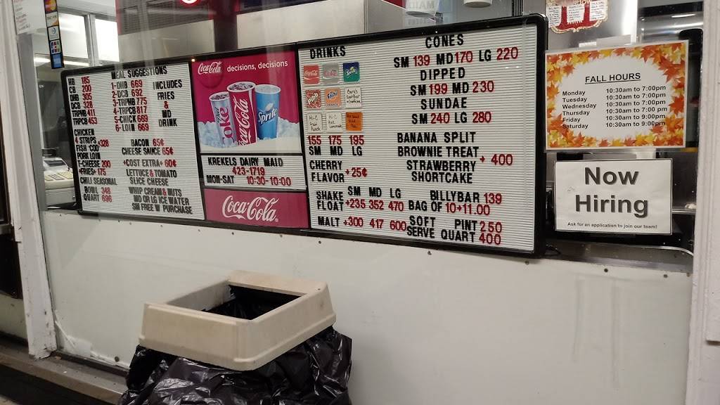 Krekels Dairy Maid | restaurant | 2320 E Main St, Decatur, IL 62521, USA | 2174231719 OR +1 217-423-1719