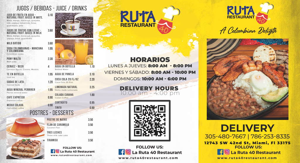 Ruta 40 | restaurant | 12743 SW 42nd St, Miami, FL 33175, USA | 3054807667 OR +1 305-480-7667