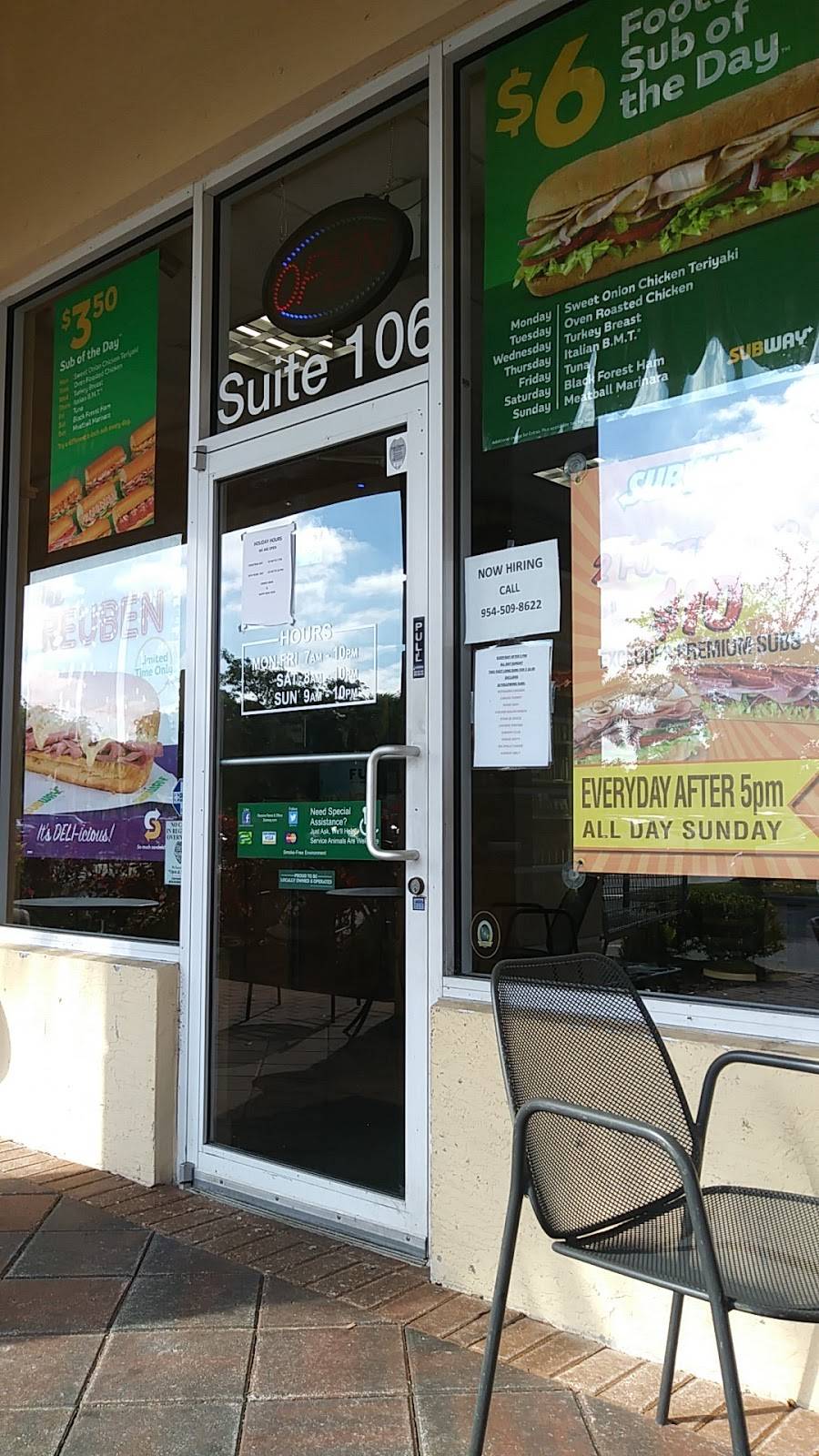 Subway | restaurant | 6230-106 Coral Ridge Drive Waterway Shoppes at, Coral Springs, FL 33076, USA | 9545098622 OR +1 954-509-8622