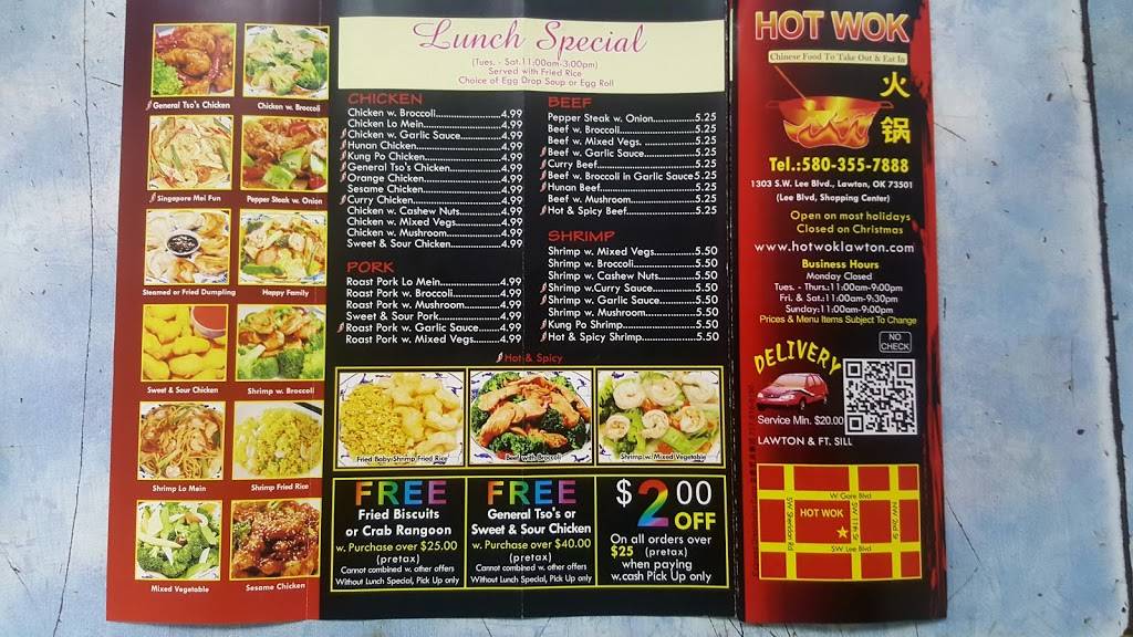 Hot Wok | restaurant | 1303 SW Lee Blvd, Lawton, OK 73501, USA | 5803557888 OR +1 580-355-7888