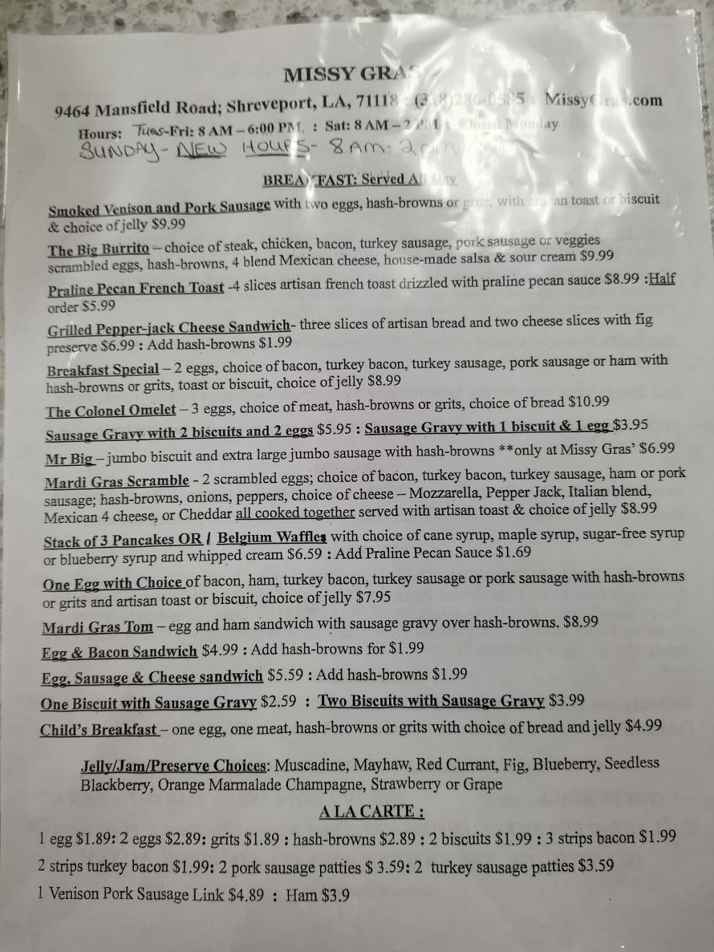 Missy Gras | restaurant | 9464 Mansfield Rd Suite D, Shreveport, LA 71118, USA | 3182860585 OR +1 318-286-0585