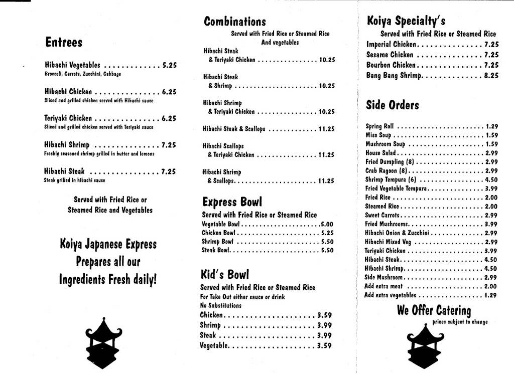 Koiya Japanese Express | restaurant | 1603 E 1st St, Vidalia, GA 30474, USA | 9125373368 OR +1 912-537-3368