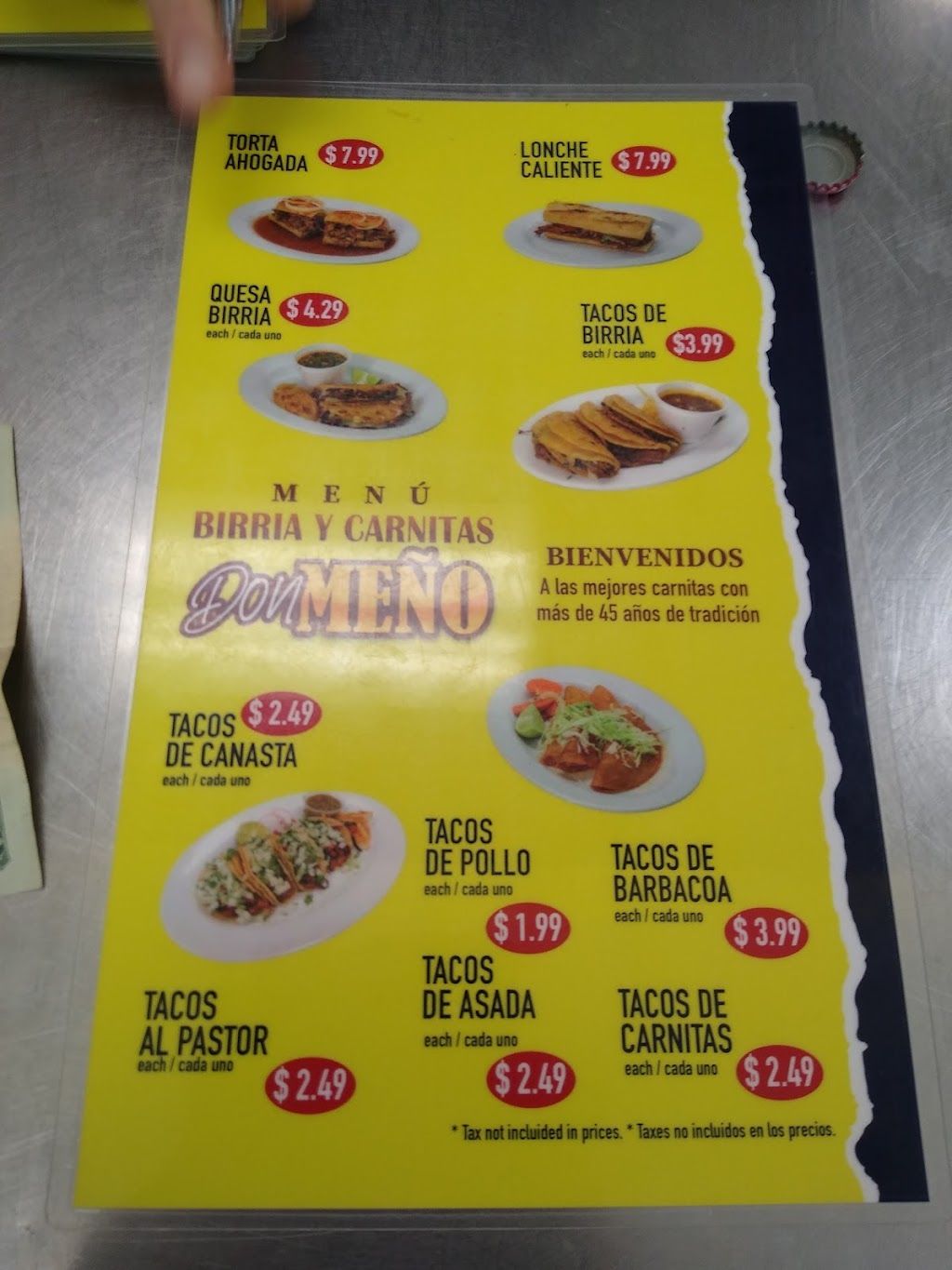 Birria y Carnitas Don Meño | restaurant | 4518 E Charleston Blvd, Las Vegas, NV 89104, USA | 7025311449 OR +1 702-531-1449