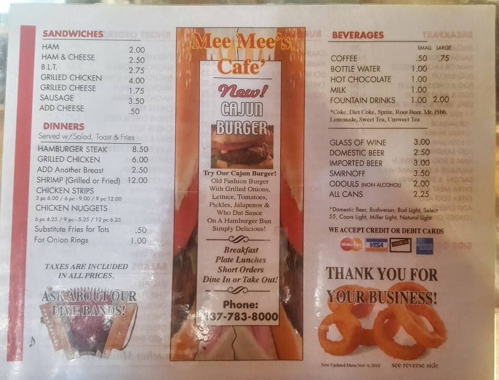 Mee Mees Cafe | restaurant | 330 S Jackson Ave, Morse, LA 70559, USA | 3377838000 OR +1 337-783-8000
