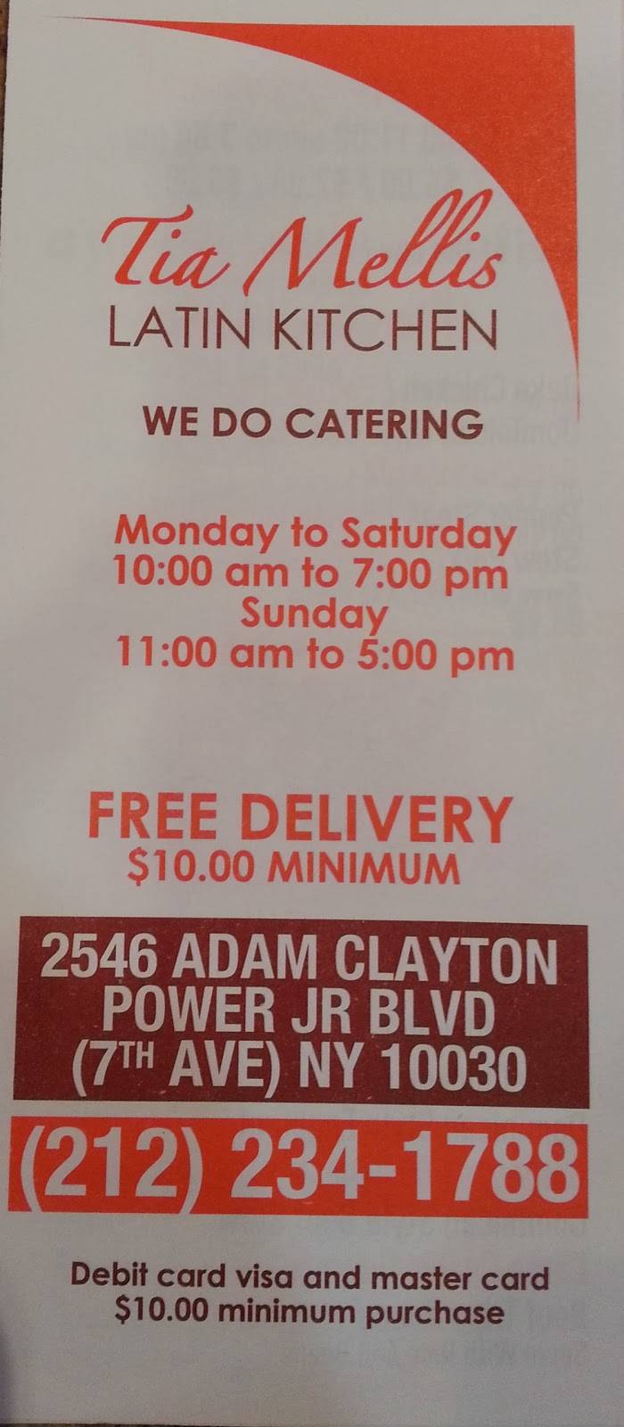 TIA MELLYS LATIN KITCHEN | restaurant | 2546 Adam Clayton Powell Jr Blvd, New York, NY 10027, USA | 2122341788 OR +1 212-234-1788