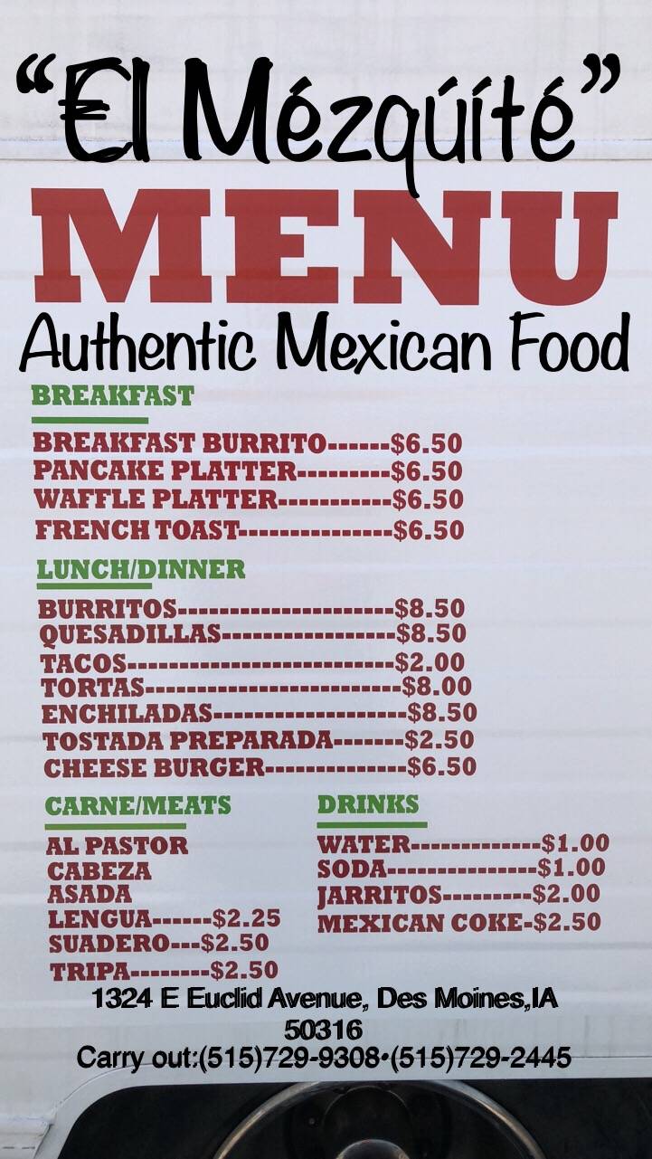 Taqueria El Mezquite | restaurant | 1324 E Euclid Ave, Des Moines, IA 50316, USA | 5157292445 OR +1 515-729-2445