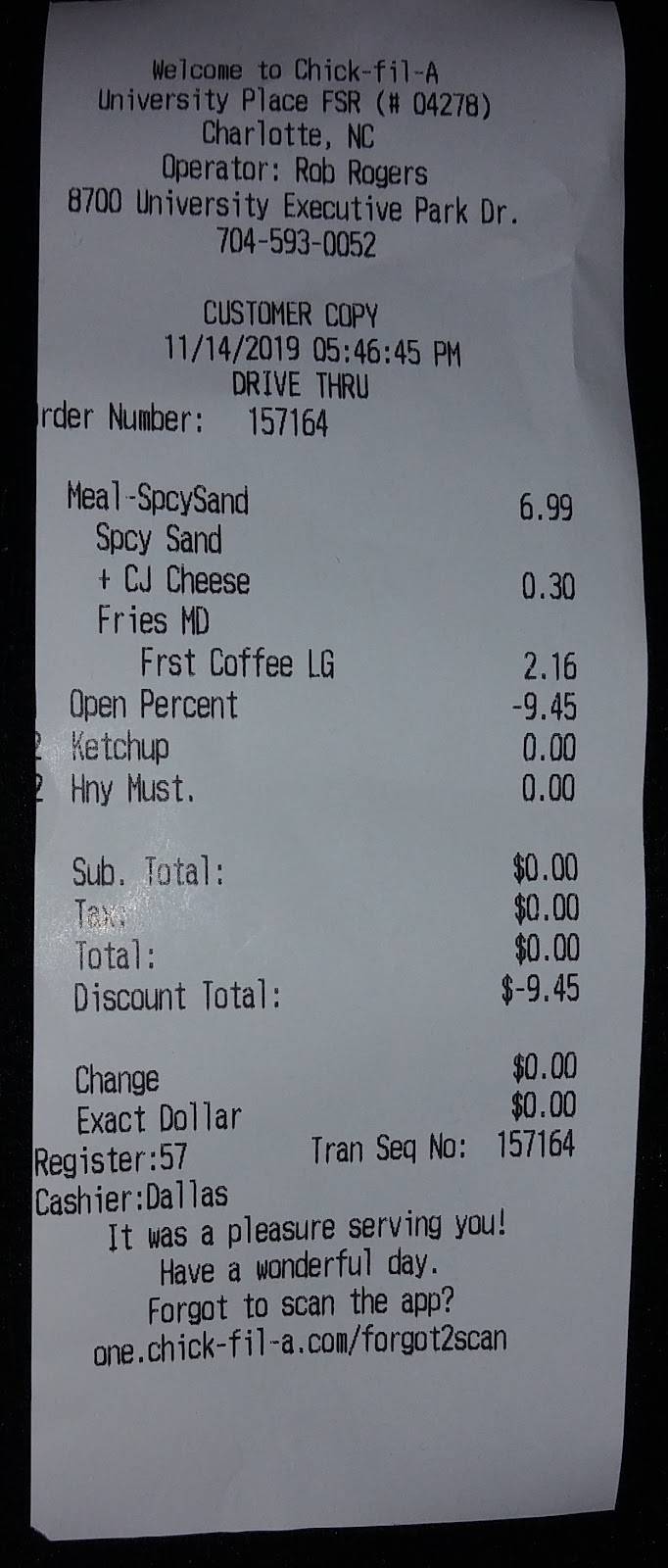 Chick-fil-A | restaurant | 8700 University Executive Park Dr, Charlotte, NC 28262, USA | 7045930052 OR +1 704-593-0052