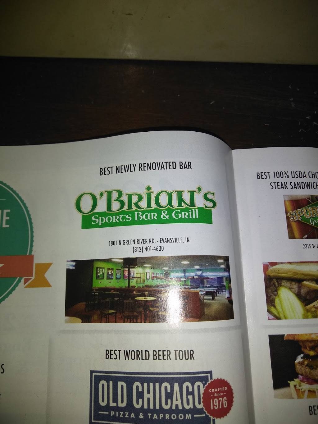 OBrians Sports Bar & Grill | restaurant | 1801 N Green River Rd, Evansville, IN 47715, USA | 8124014630 OR +1 812-401-4630
