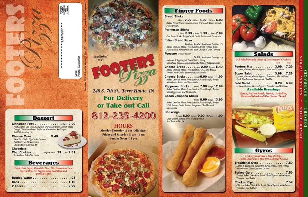 Footers Pizza | restaurant | 248 S 7th St, Terre Haute, IN 47807, USA | 8122354200 OR +1 812-235-4200