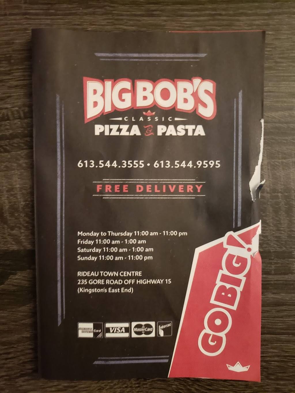 Big Bobs Classic Pizza and Pasta | restaurant | 235 Gore Rd, Kingston, ON K7K 6N3, Canada | 6135443555 OR +1 613-544-3555