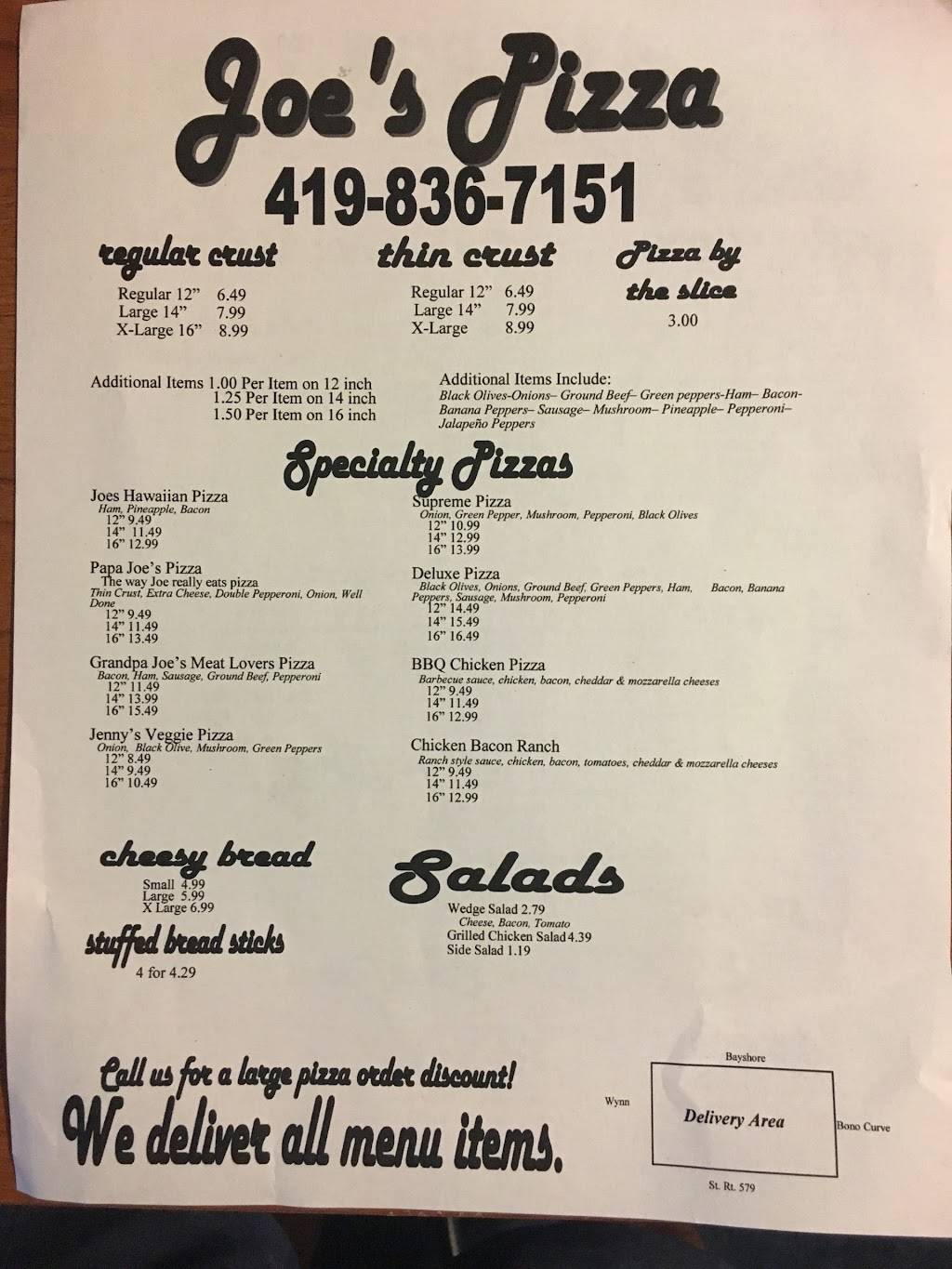 Joes Pizza Kitchen | restaurant | 7410 Jerusalem Rd, Oregon, OH 43616, USA | 4198367151 OR +1 419-836-7151