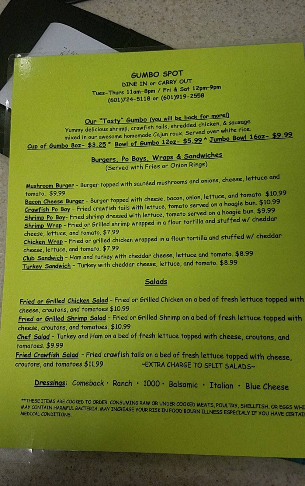 Gumbo Spot | restaurant | 640 Grants Ferry Rd, Brandon, MS 39047, USA | 6017245118 OR +1 601-724-5118