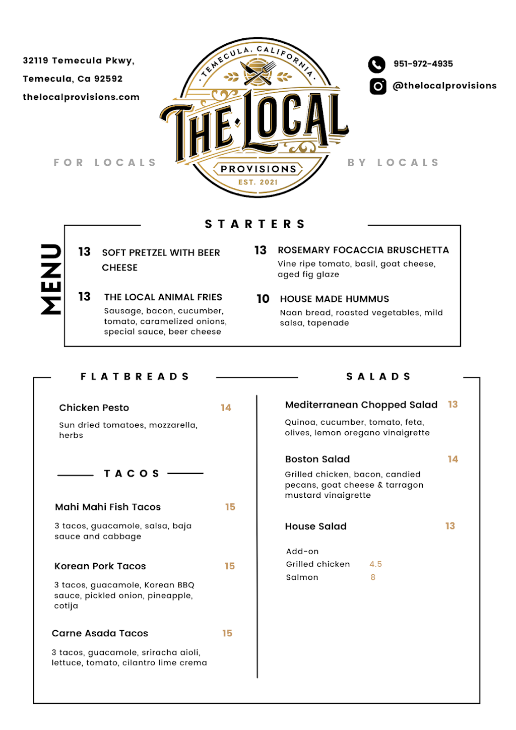 The Local Provisions | restaurant | 32119 Temecula Pkwy, Temecula, CA 92592, USA | 9519724935 OR +1 951-972-4935