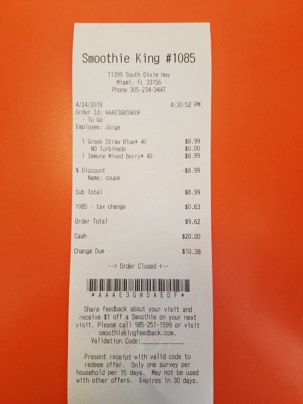 Smoothie King | restaurant | 11399 S Dixie Hwy, Pinecrest, FL 33156, USA | 3052343447 OR +1 305-234-3447