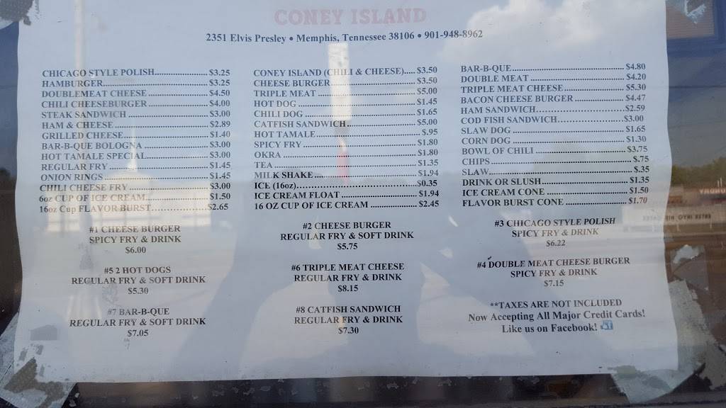 Coney Island | restaurant | 2351 Elvis Presley Blvd, Memphis, TN 38106, USA | 9019488962 OR +1 901-948-8962