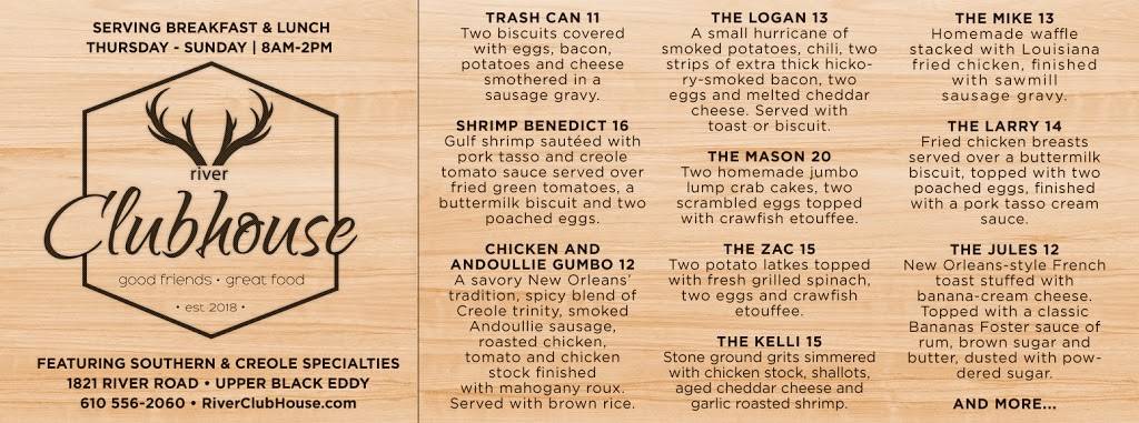 River Clubhouse | restaurant | 1821 River Rd, Upper Black Eddy, PA 18972, USA | 6105562060 OR +1 610-556-2060