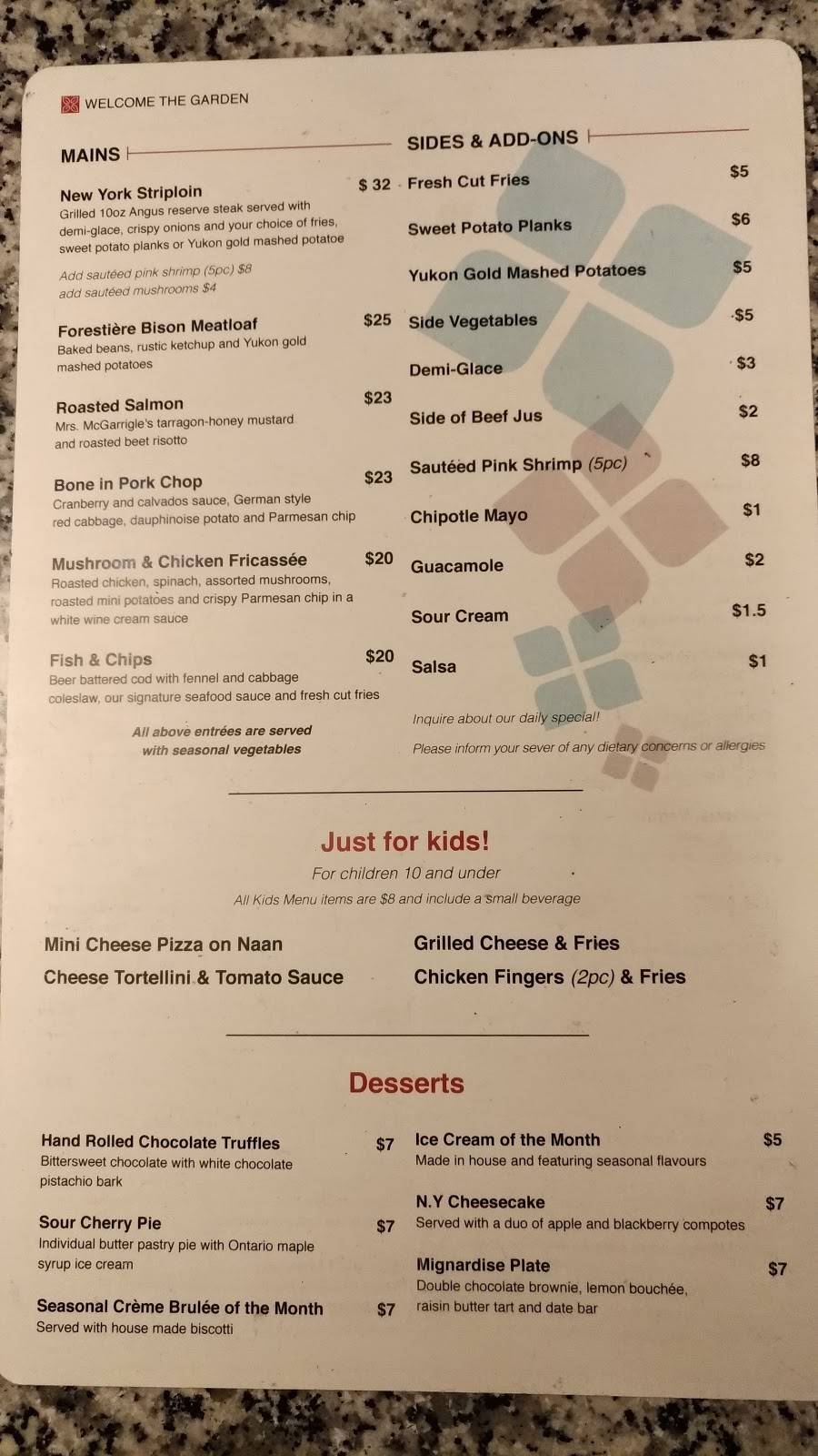 Garden Grille And Bar | restaurant | 2400 Alert Rd, Ottawa, ON K1V 0R4, Canada | 6132889001 OR +1 613-288-9001