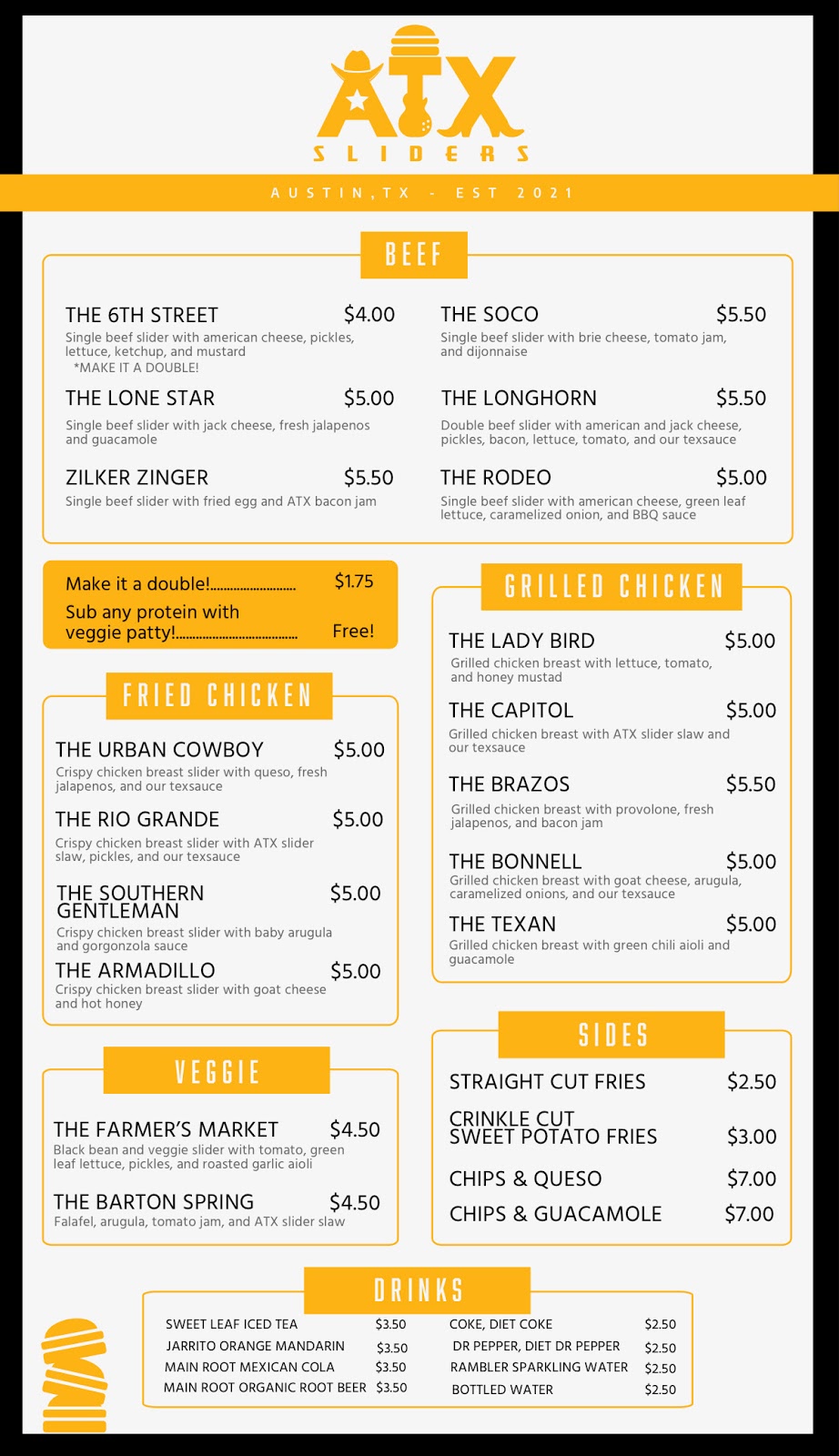 ATX Sliders | restaurant | 6266 US-290, Austin, TX 78735, USA | 5128099171 OR +1 512-809-9171