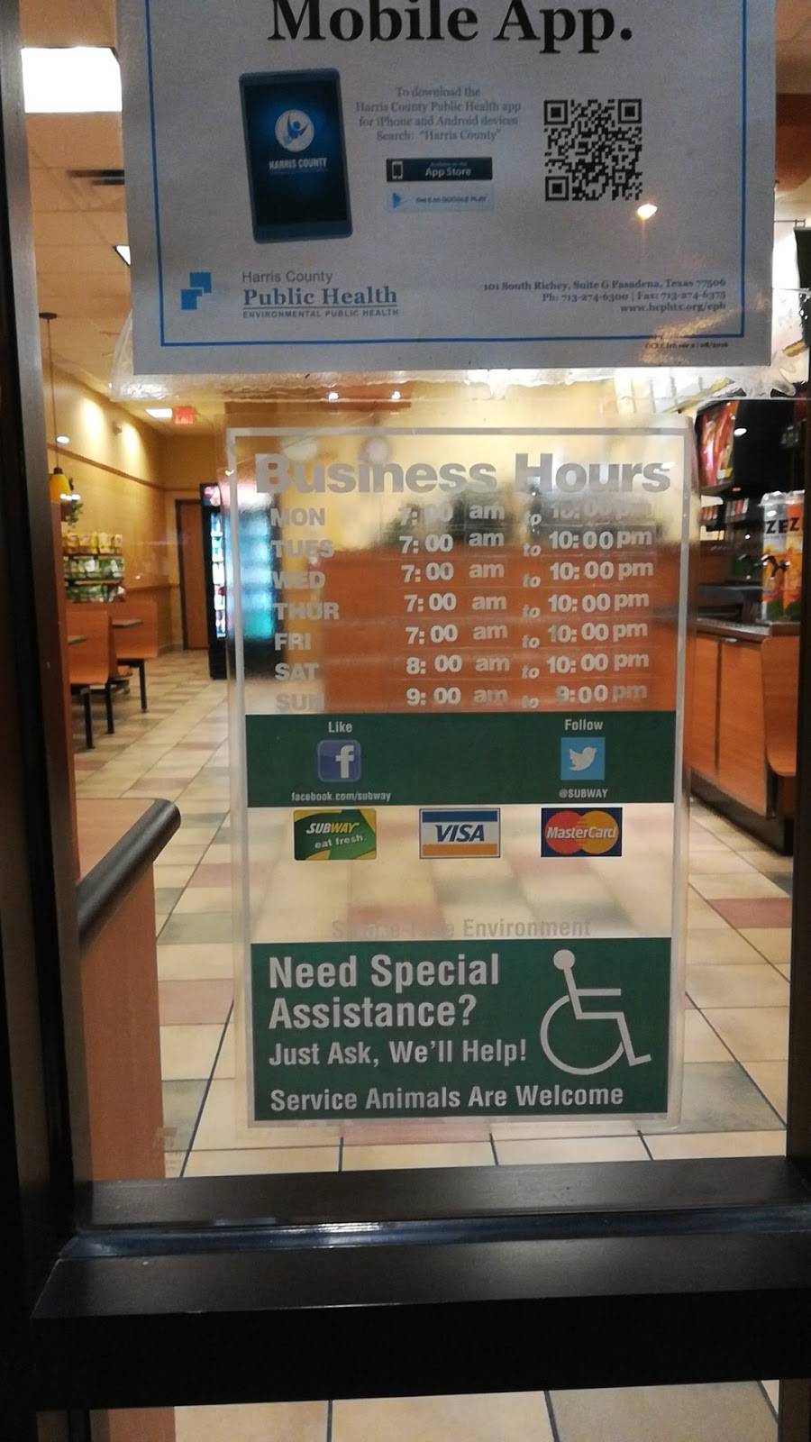 Subway Restaurants | restaurant | 1215 S Fry Rd, Katy, TX 77450, USA | 2815991770 OR +1 281-599-1770