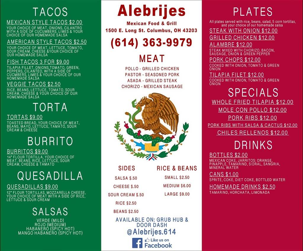 Alebrijes | restaurant | 1500 E Long St, Columbus, OH 43203, USA | 6143639979 OR +1 614-363-9979