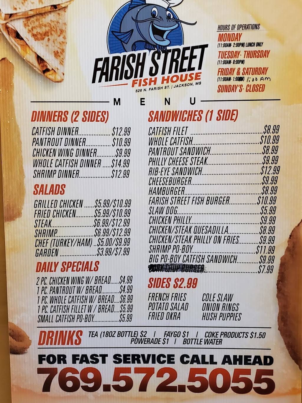 Farish Street Fish House | restaurant | 526 N Farish St, Jackson, MS 39202, USA | 7695725055 OR +1 769-572-5055