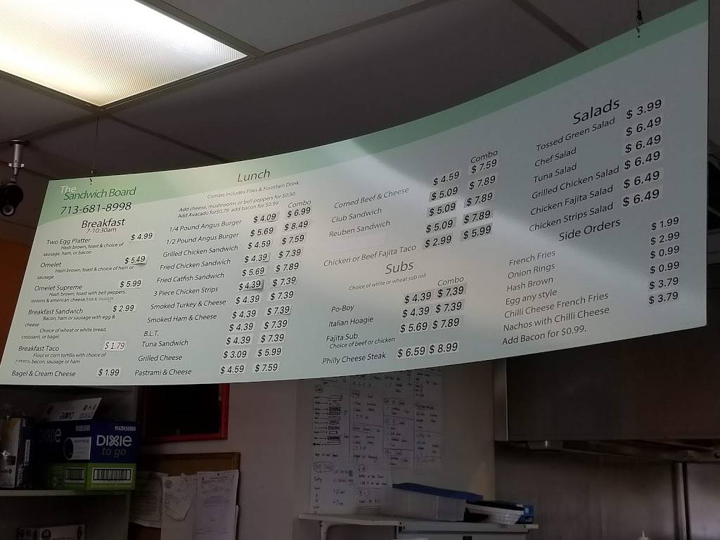 Sandwich Board | meal takeaway | 5151 Mitchelldale St B2a, 7239, Houston, TX 77092, USA | 7136818998 OR +1 713-681-8998