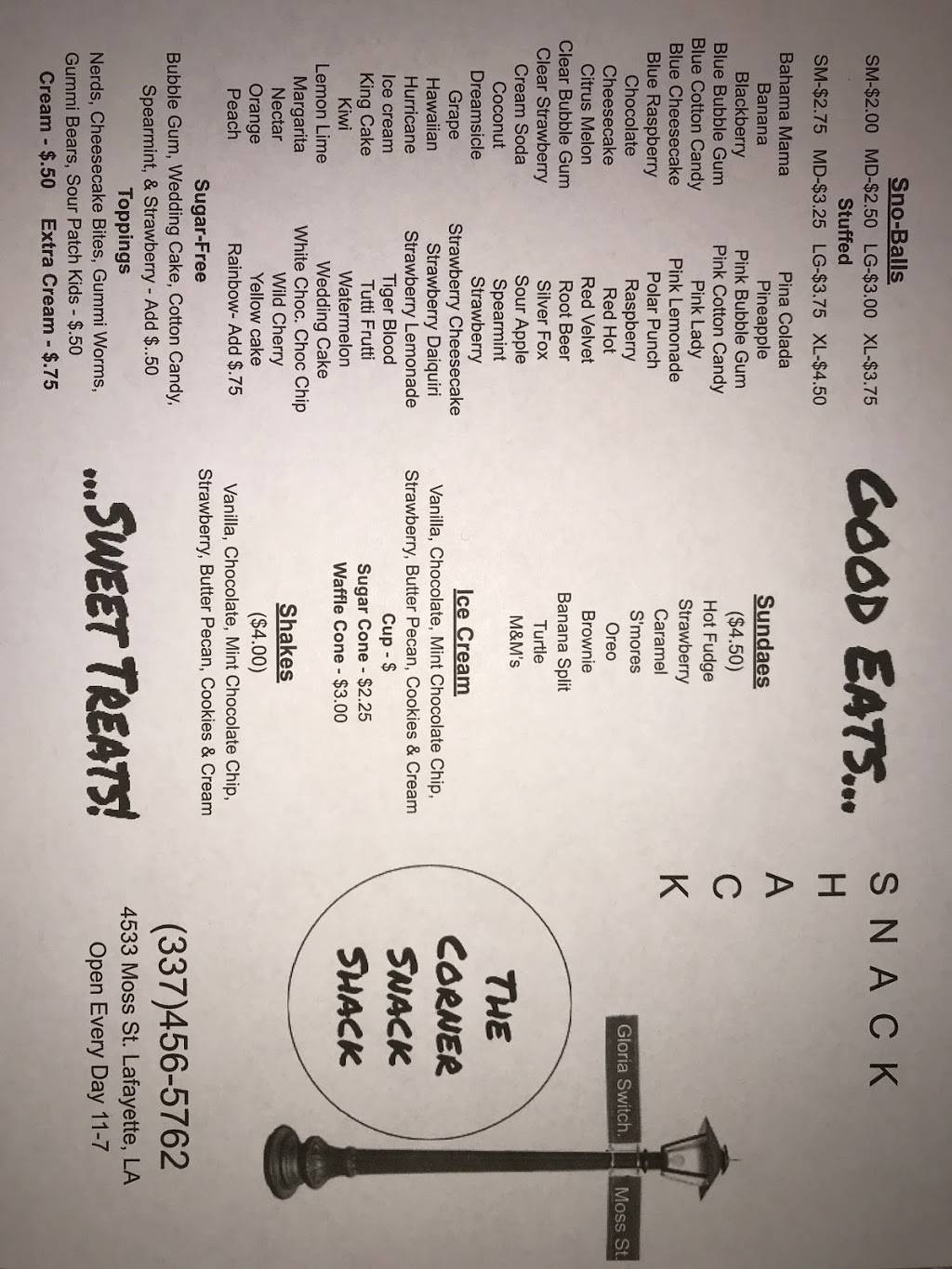 The Corner Snack Shack | restaurant | 4533 Moss St, Lafayette, LA 70507, USA | 3374565762 OR +1 337-456-5762