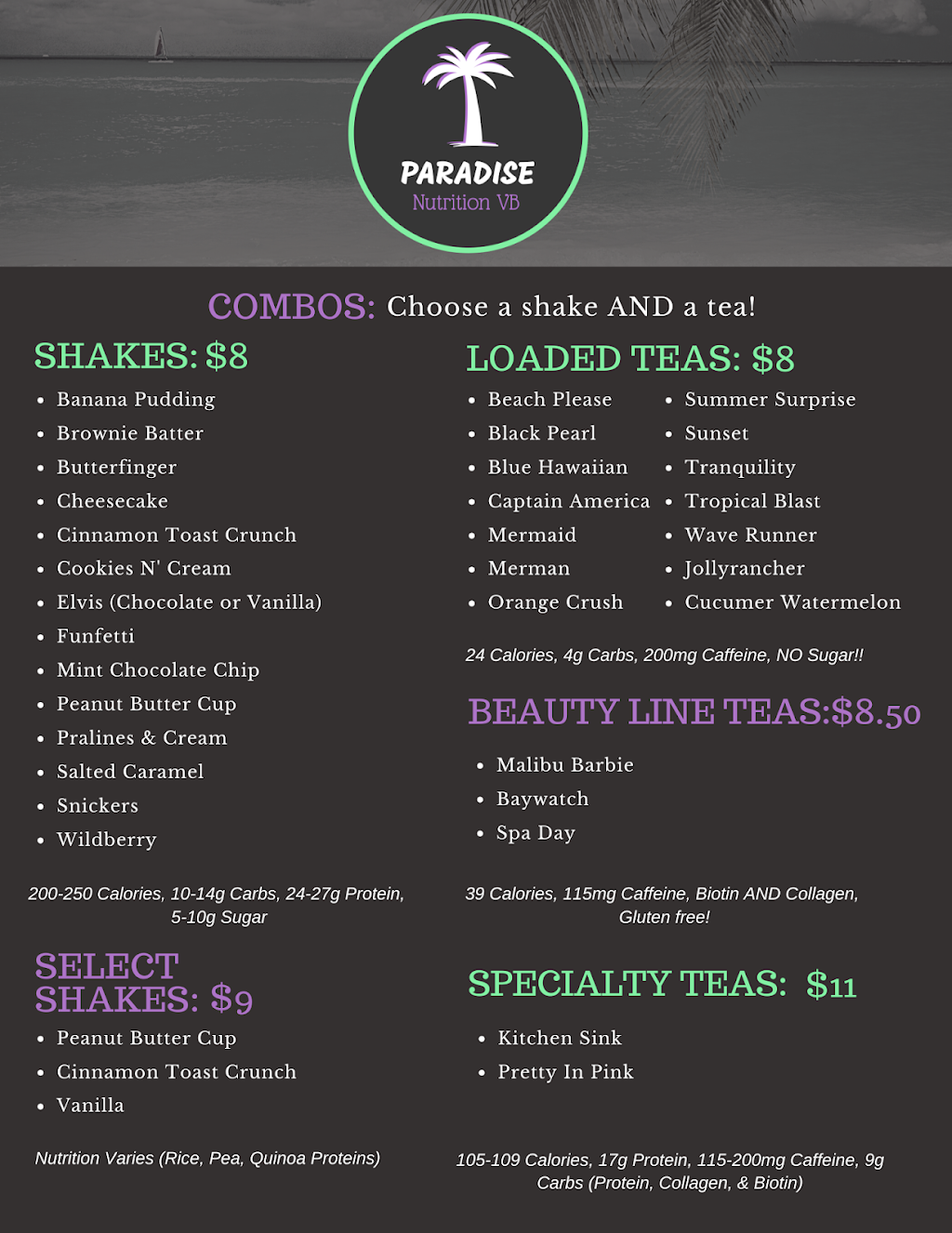 Paradise Nutrition VB | restaurant | 4640 Shore Dr Suite 106, Virginia Beach, VA 23455, USA | 7574600526 OR +1 757-460-0526