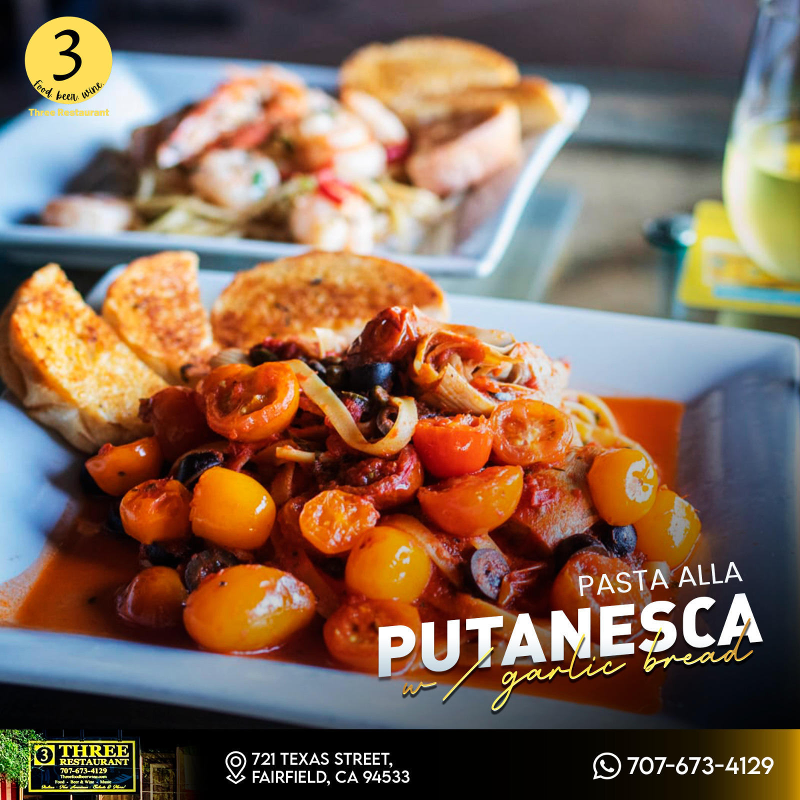 Three Italian Restaurant | restaurant | 721 Texas St, Fairfield, CA 94533, USA | 7076734129 OR +1 707-673-4129