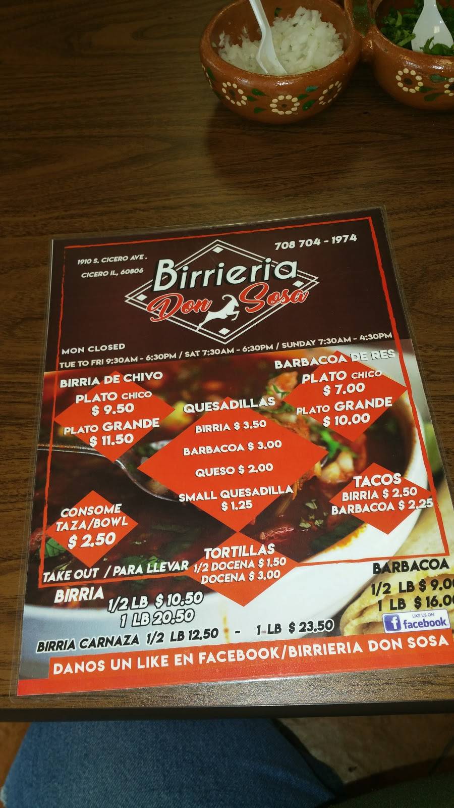 Birrieria Don Sosa | restaurant | 1910 S Cicero Ave, Cicero, IL 60804, USA | 7087041974 OR +1 708-704-1974