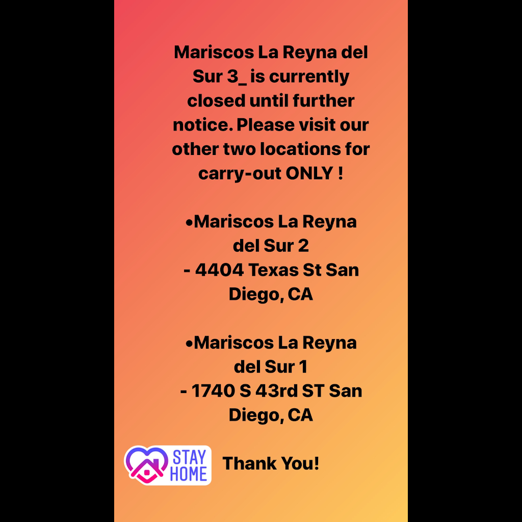 Mariscos La Reyna del Sur 3 | restaurant | 9510 Scranton Rd, San Diego, CA 92121, USA | 6197133757 OR +1 619-713-3757