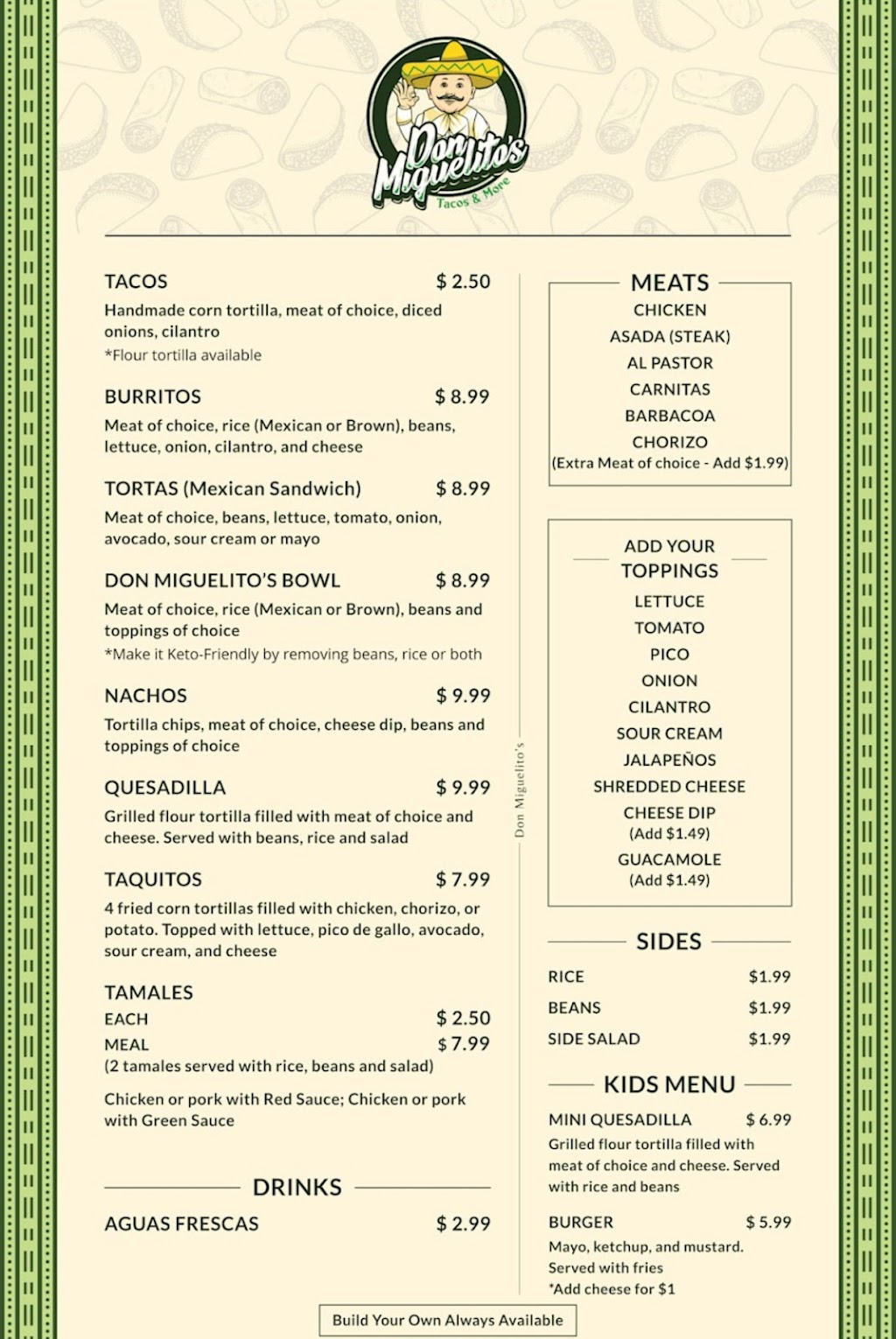 Don Miguelitos Tacos & More | restaurant | 617 S Water Ave, Gallatin, TN 37066, USA | 6157954188 OR +1 615-795-4188