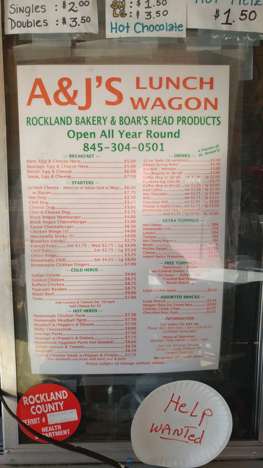A&Js Lunch Wagon | restaurant | Sloatsburg, NY 10974, USA | 8455580570 OR +1 845-558-0570