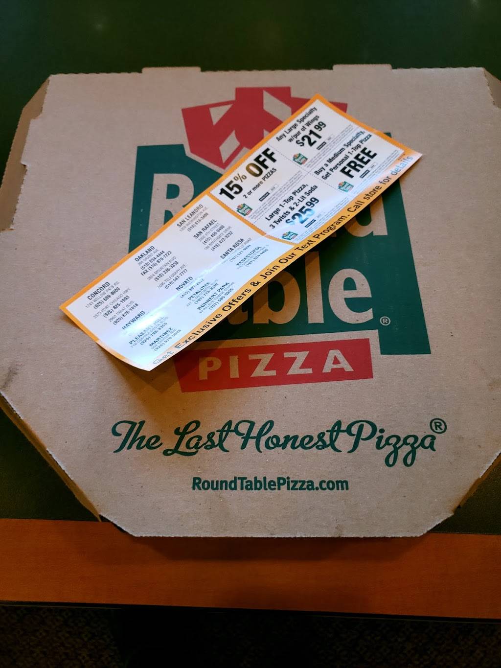 Round Table Pizza | meal delivery | 716 Contra Costa Blvd, Pleasant Hill, CA 94523, USA | 9257983355 OR +1 925-798-3355