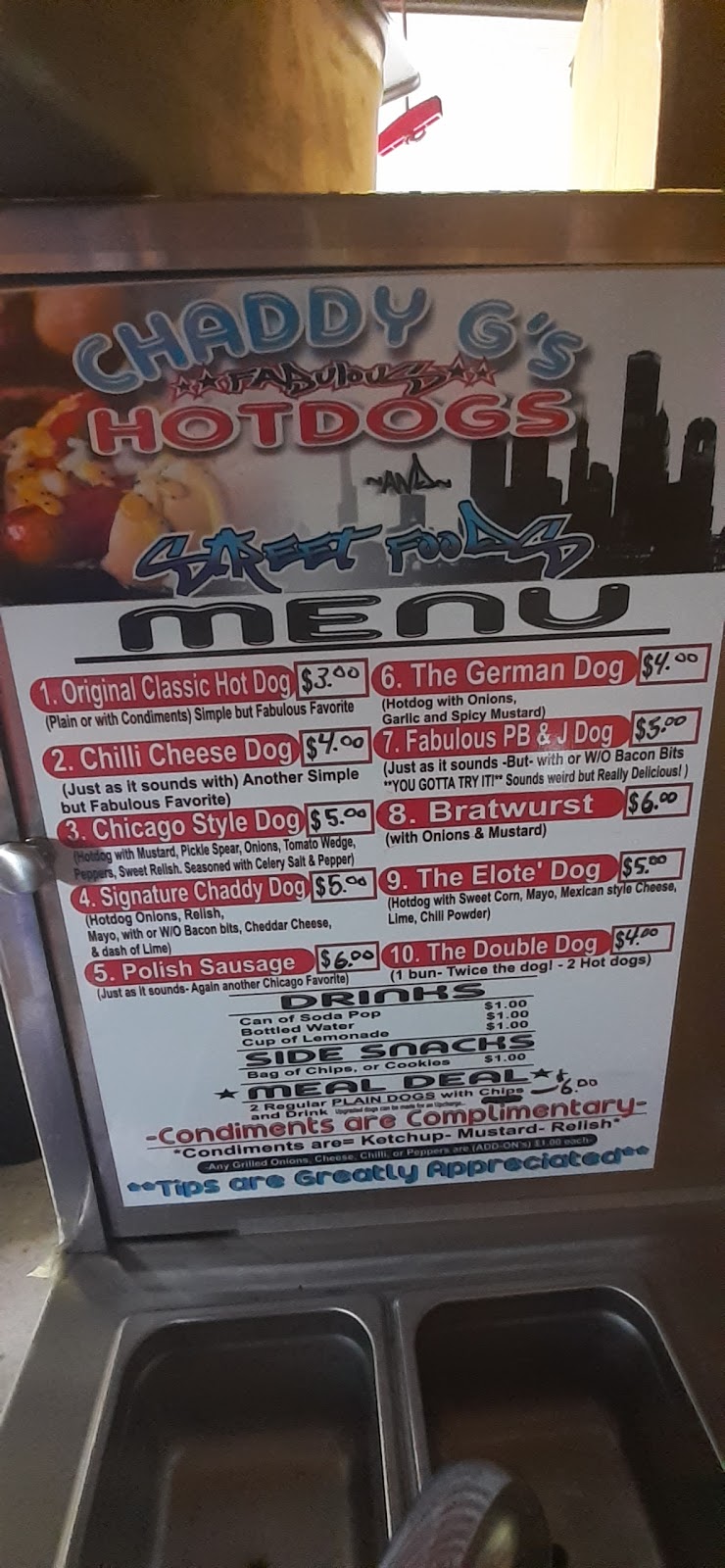 Chaddy Gs Fabulous Hotdogs & Street Foods Cart | meal takeaway | 701 E Bridge St, Streator, IL 61364, USA | 8156746736 OR +1 815-674-6736