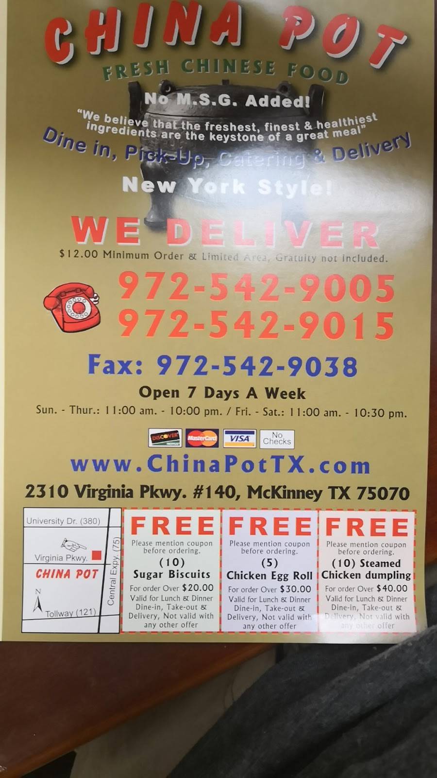 china pot | restaurant | 2310 Virginia Pkwy #140, McKinney, TX 75070, USA | 9725429005 OR +1 972-542-9005