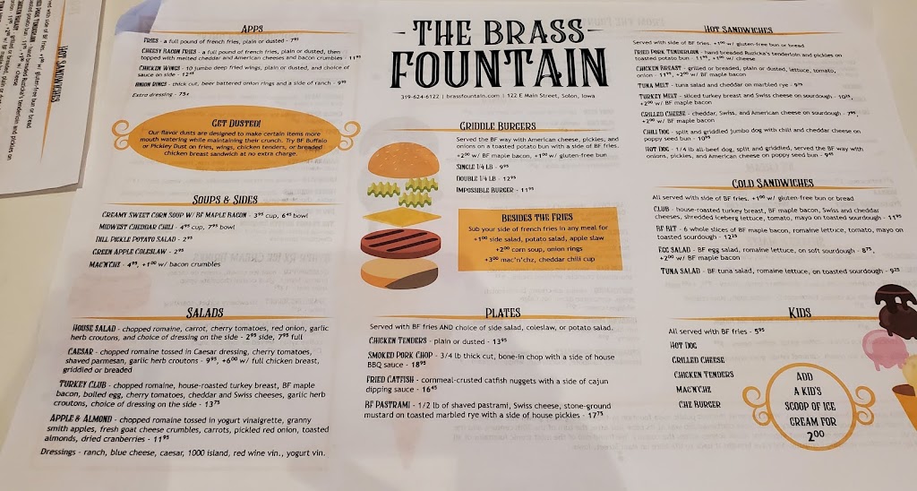 The Brass Fountain | restaurant | 122 E Main St, Solon, IA 52333, USA | 3196246122 OR +1 319-624-6122