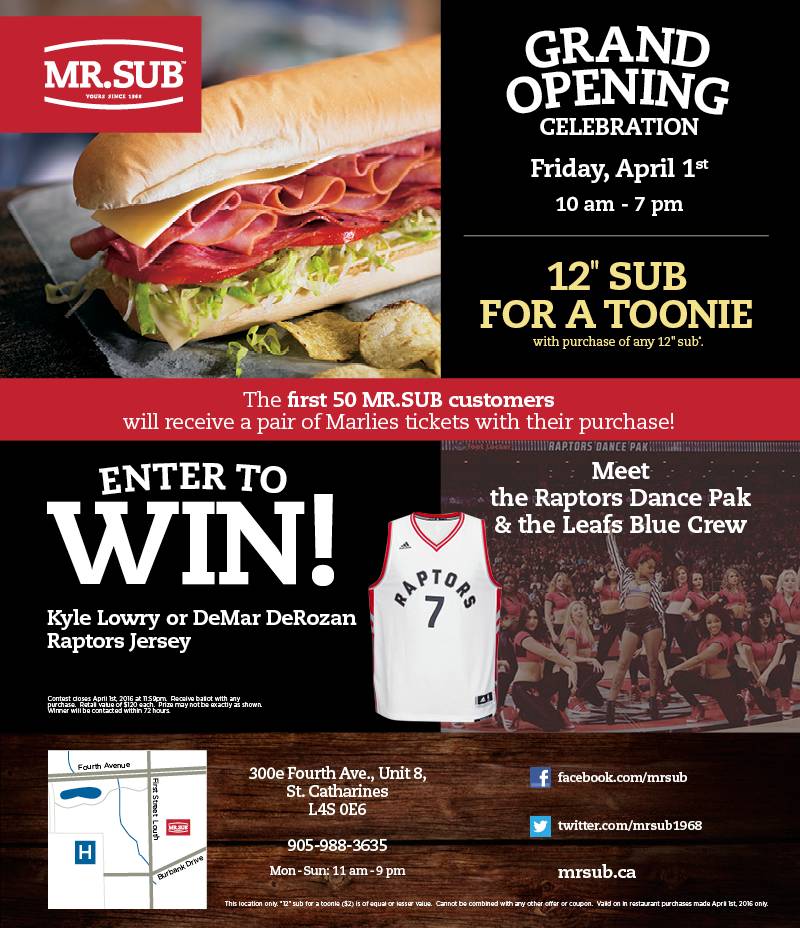 Mr.Sub | restaurant | 300E Fourth Ave, St. Catharines, ON L2S 0E6, Canada | 9059883635 OR +1 905-988-3635