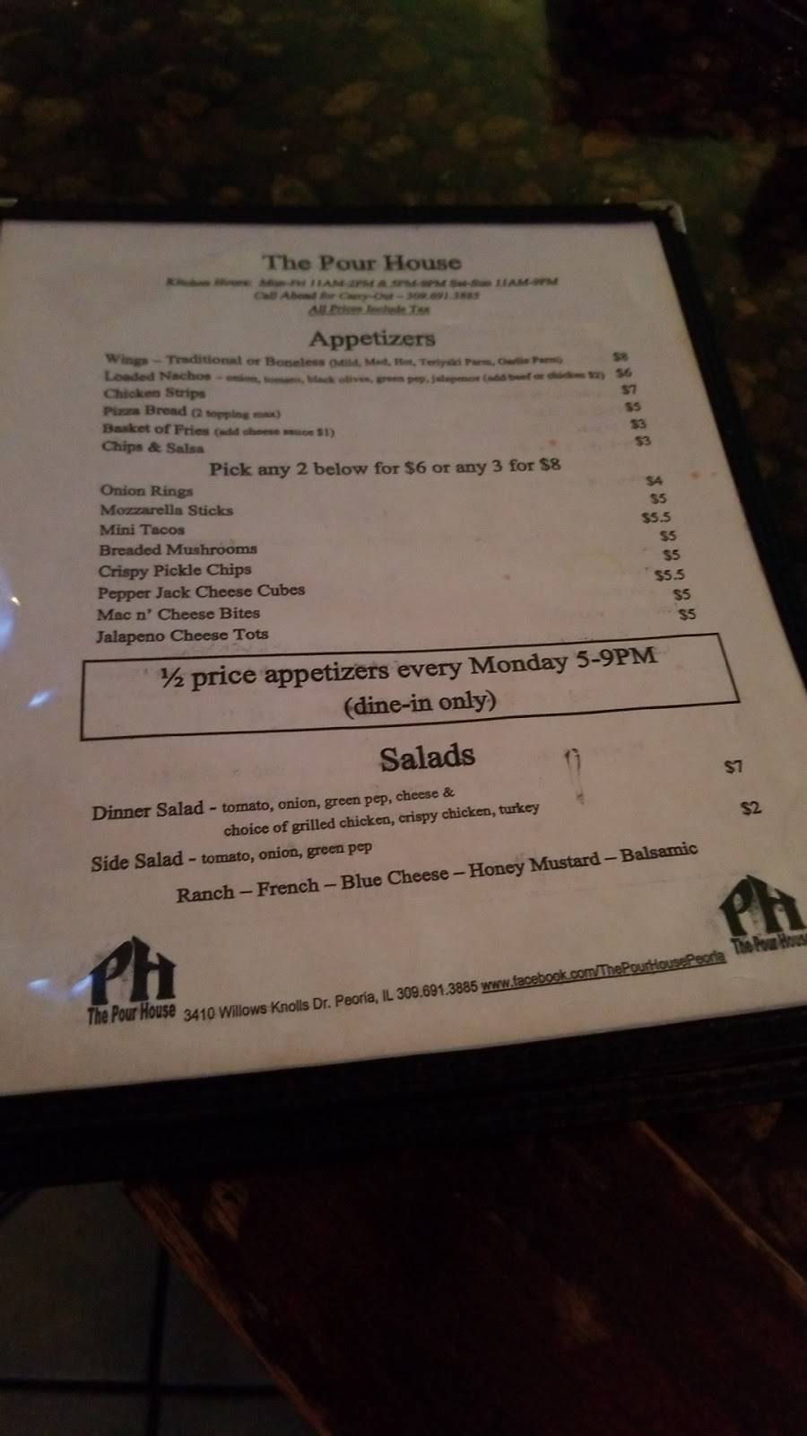 The Pour House | restaurant | 3410 W Willow Knolls Dr, Peoria, IL 61614, USA | 3096913885 OR +1 309-691-3885