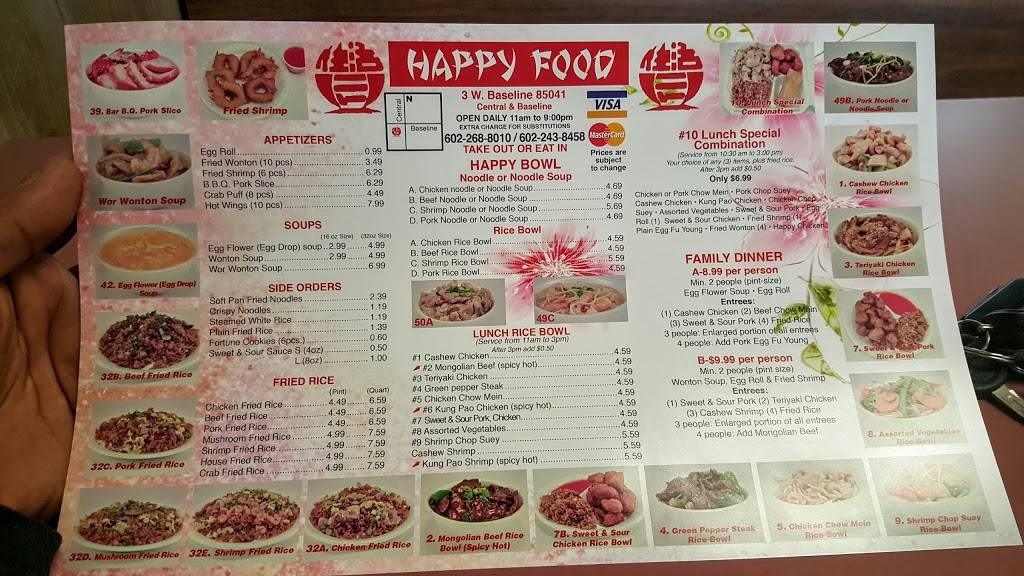 Happy Food Restaurant | restaurant | 3 W Baseline Rd, Phoenix, AZ 85041, USA | 6022688010 OR +1 602-268-8010