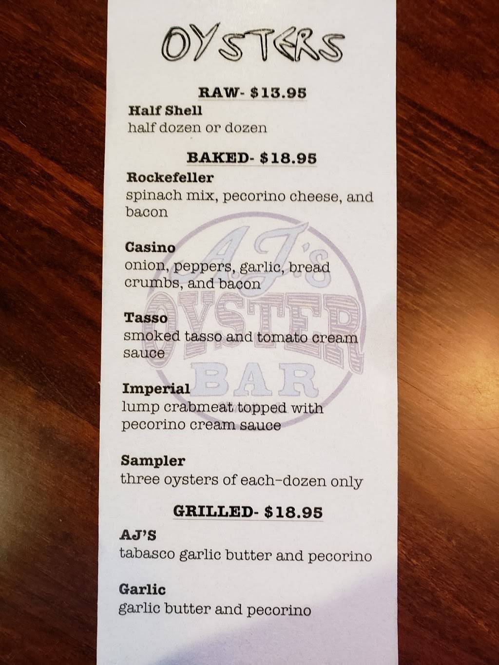 AJs Oyster Bar | restaurant | 2100 Roswell Rd, Marietta, GA 30062, USA | 6789990767 OR +1 678-999-0767