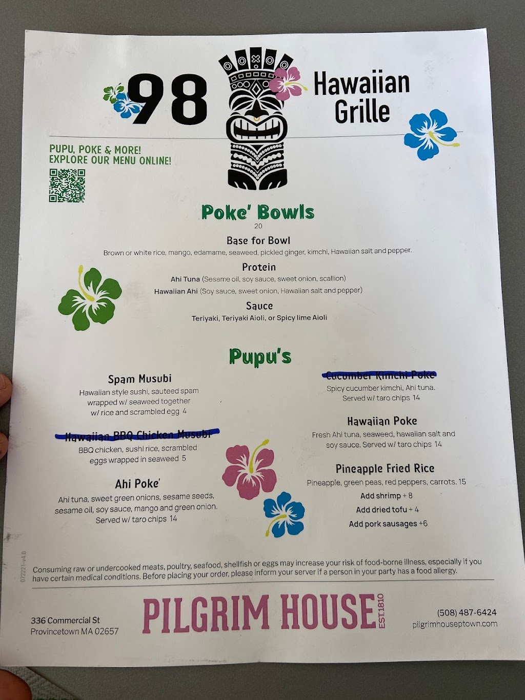98 Hawaiian Grill | restaurant | Historic District, 336 Commercial St, Provincetown, MA 02657, USA | 5084876424 OR +1 508-487-6424