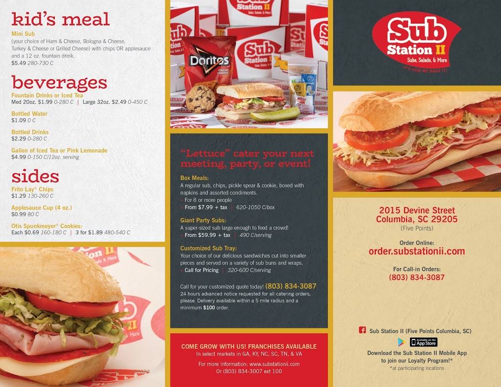 Sub Station II | meal takeaway | 2015 Devine St, Columbia, SC 29205, USA | 8038343087 OR +1 803-834-3087