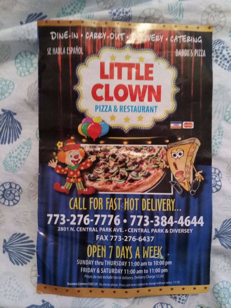 Little Clown Pizza & Restaurant | restaurant | 2801 N Central Park Ave, Chicago, IL 60618, USA | 7732767776 OR +1 773-276-7776