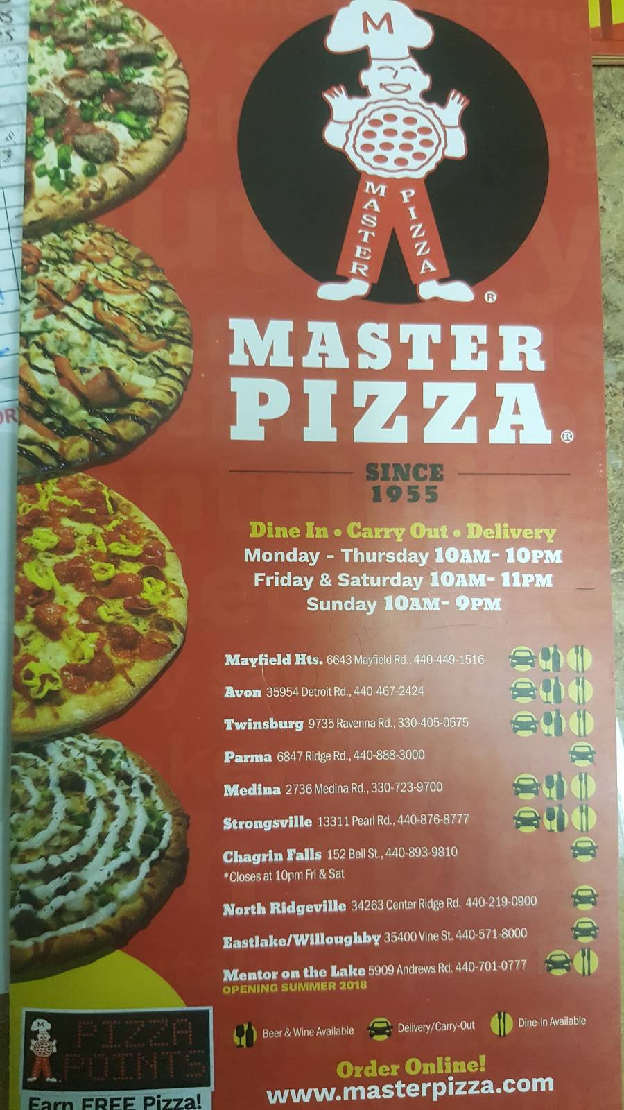 Master Pizza | restaurant | 6847 Ridge Rd, Parma, OH 44129, USA | 4408883000 OR +1 440-888-3000