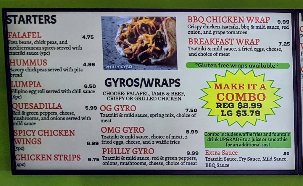 Organic Juice Bar & Gyros | restaurant | 10519 Bridgeport Way SW, Lakewood, WA 98499, USA | 2535030377 OR +1 253-503-0377